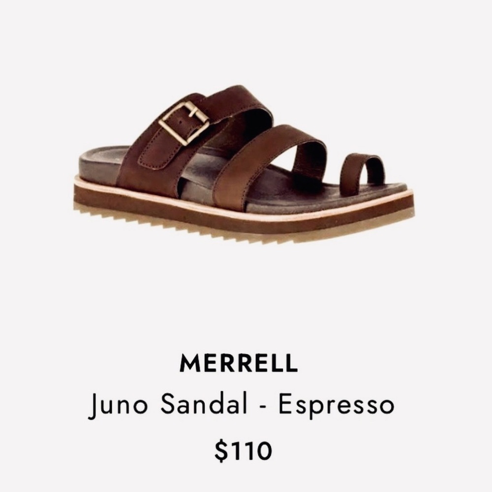 NEW Merrell Women's Juno Leather Buckle Slide Sandal in Espresso. US 7/EUR 37. - Picture 4 of 5